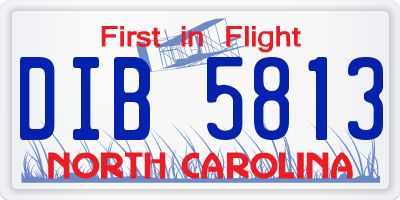 NC license plate DIB5813