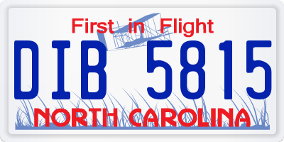 NC license plate DIB5815