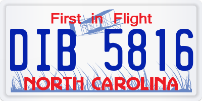NC license plate DIB5816