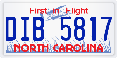 NC license plate DIB5817