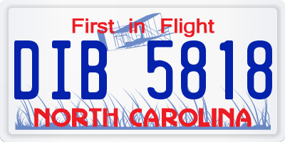 NC license plate DIB5818