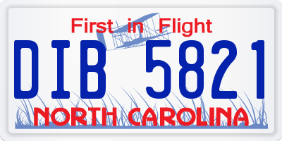 NC license plate DIB5821
