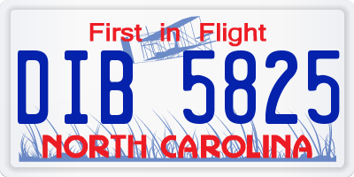 NC license plate DIB5825
