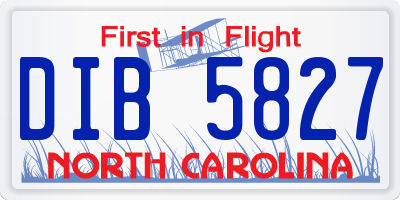 NC license plate DIB5827