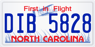 NC license plate DIB5828