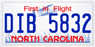 NC license plate DIB5832