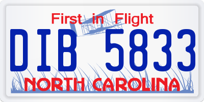NC license plate DIB5833