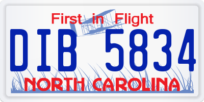 NC license plate DIB5834