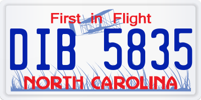 NC license plate DIB5835