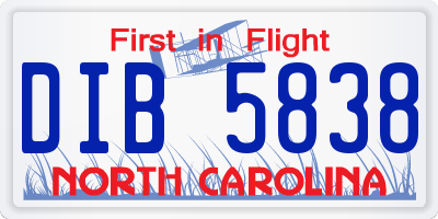 NC license plate DIB5838