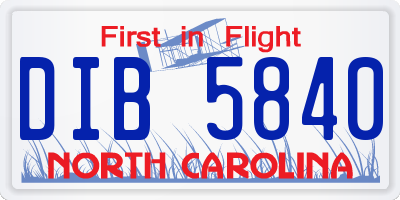 NC license plate DIB5840