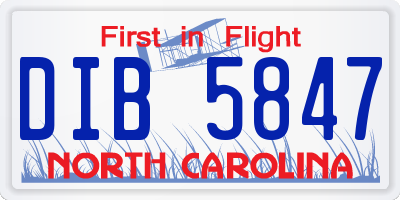 NC license plate DIB5847