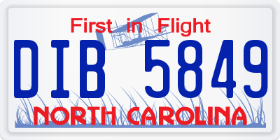 NC license plate DIB5849