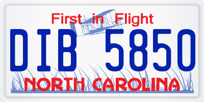 NC license plate DIB5850