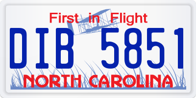 NC license plate DIB5851