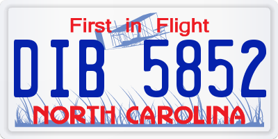 NC license plate DIB5852