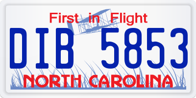 NC license plate DIB5853