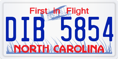 NC license plate DIB5854