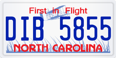 NC license plate DIB5855
