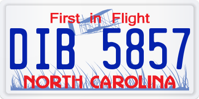 NC license plate DIB5857