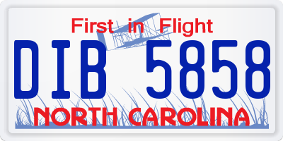 NC license plate DIB5858