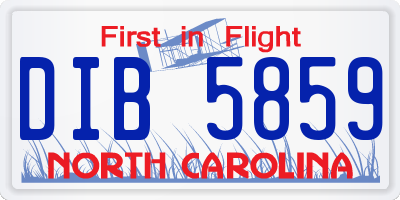 NC license plate DIB5859