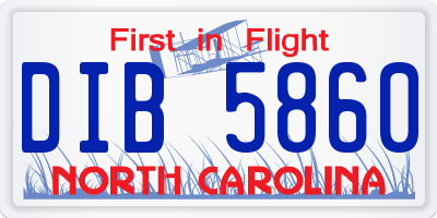 NC license plate DIB5860