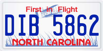 NC license plate DIB5862
