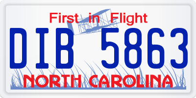 NC license plate DIB5863