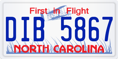 NC license plate DIB5867