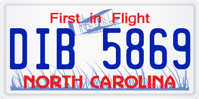 NC license plate DIB5869