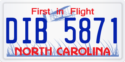 NC license plate DIB5871