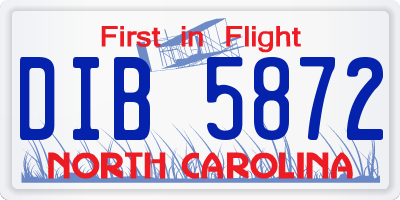NC license plate DIB5872