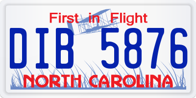 NC license plate DIB5876