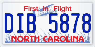 NC license plate DIB5878