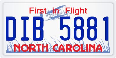 NC license plate DIB5881