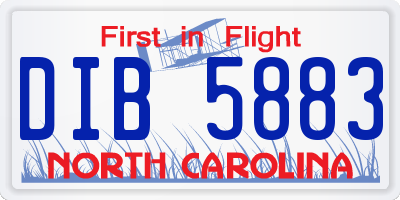NC license plate DIB5883