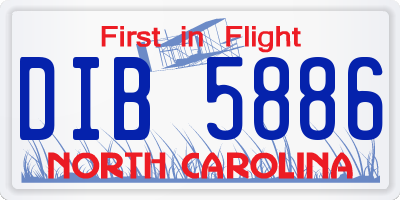 NC license plate DIB5886