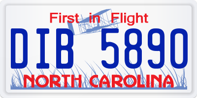 NC license plate DIB5890