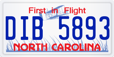 NC license plate DIB5893