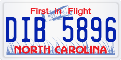 NC license plate DIB5896