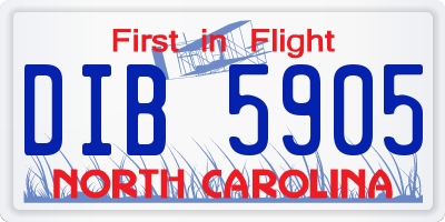 NC license plate DIB5905