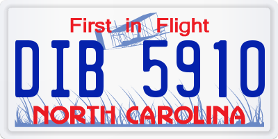 NC license plate DIB5910
