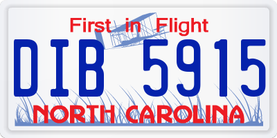 NC license plate DIB5915
