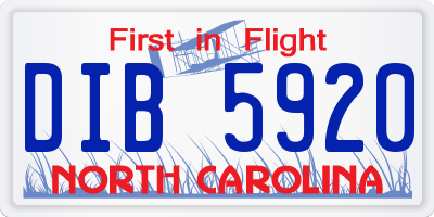 NC license plate DIB5920