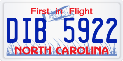NC license plate DIB5922