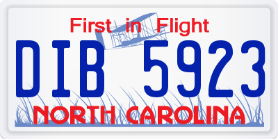 NC license plate DIB5923