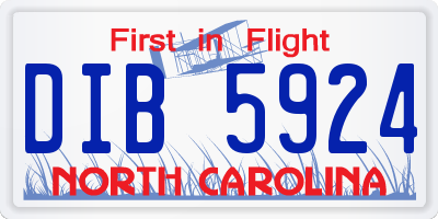 NC license plate DIB5924