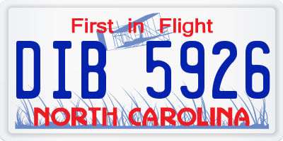 NC license plate DIB5926