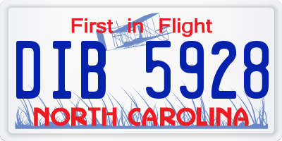 NC license plate DIB5928